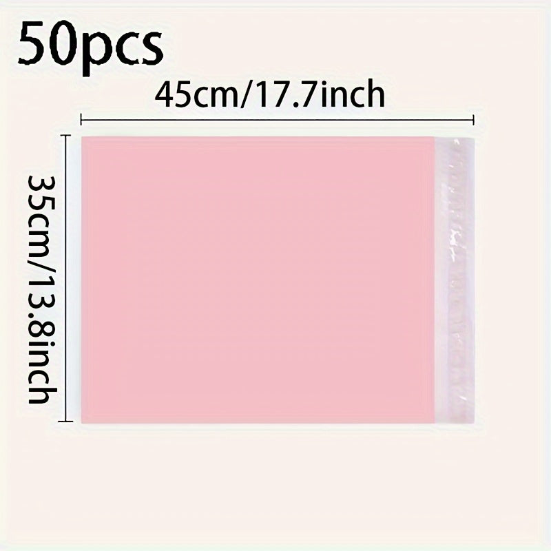 50-Pack Pink Courier Bags, Self-Adhesive Waterproof Mailing Envelopes, Bulk Shipping Bags for Clothes, Books, In-Line Skate Material, Durable Plastic Packaging